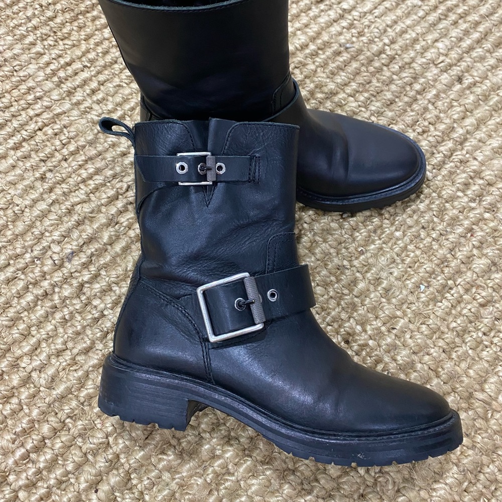Rag and Bine Moto Boot Black Leather